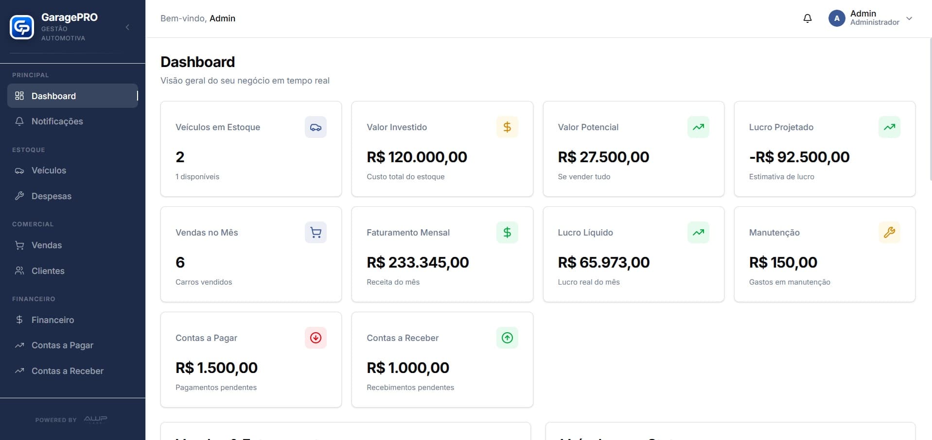GaragePRO Dashboard