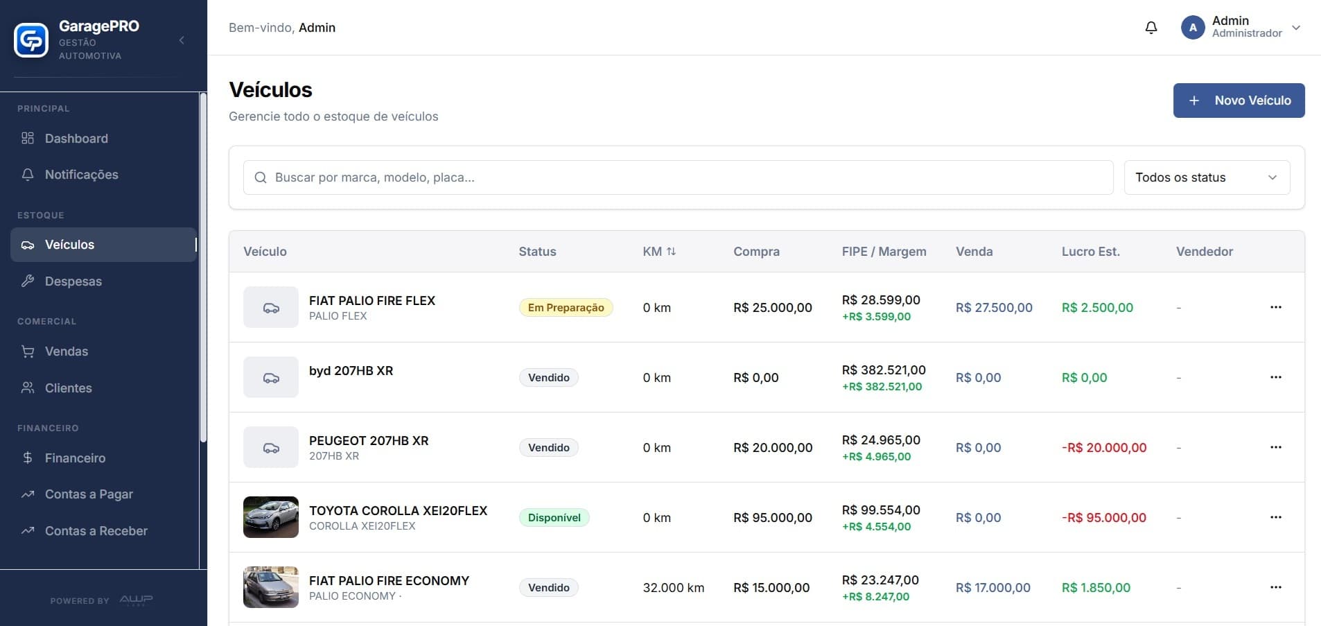Estoque GaragePRO